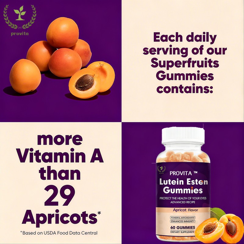 Lutein Gummies Manufacturer - Bulk Improve Eyesight Apricot Pomegranate Extract Zinc Immunity