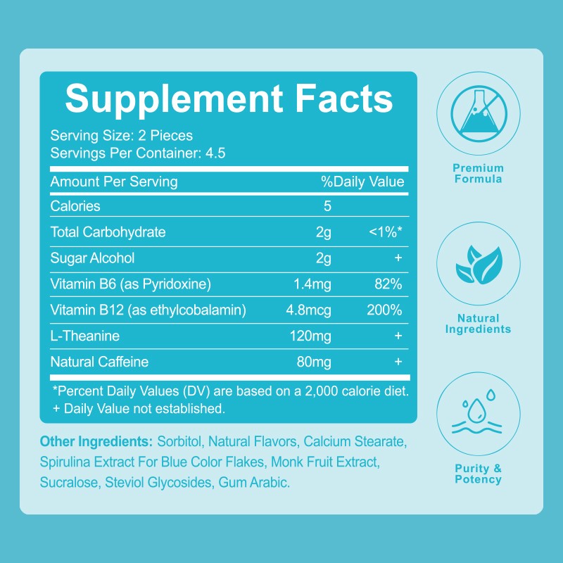 Energy Gum Manufacturer - OEM Hot selling energy caffeine gum sugar free L-theanine focus
