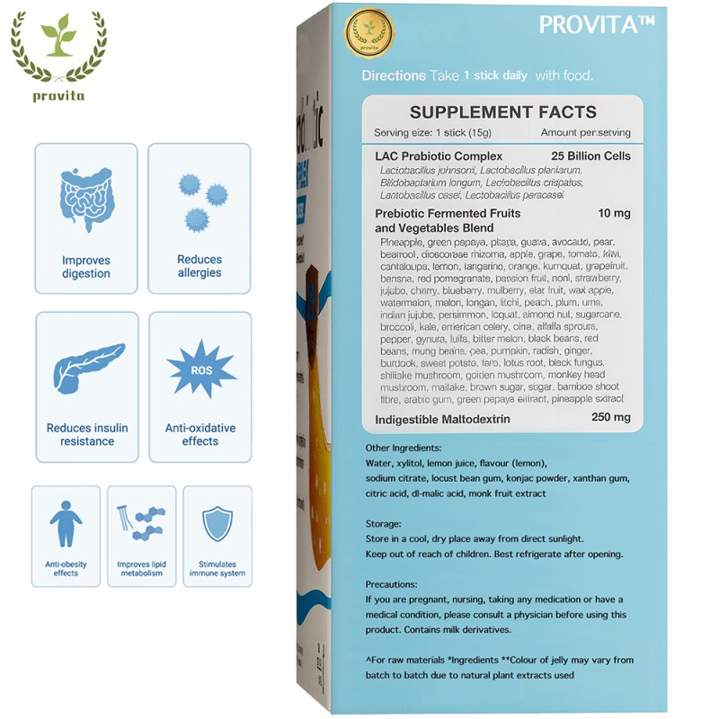 Prebiotics Granules Manufacturer - OEM Lemon Flavor Probiotics Prebiotics 25 Billion Cells Gastrointestinal