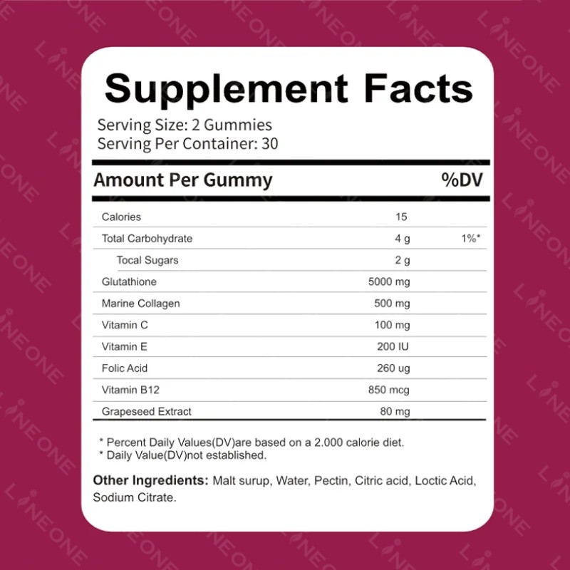 Skin Whitening Gummies Factory - OEM Best Lightening Even Skin Tone Remove Dark Spots Biotin