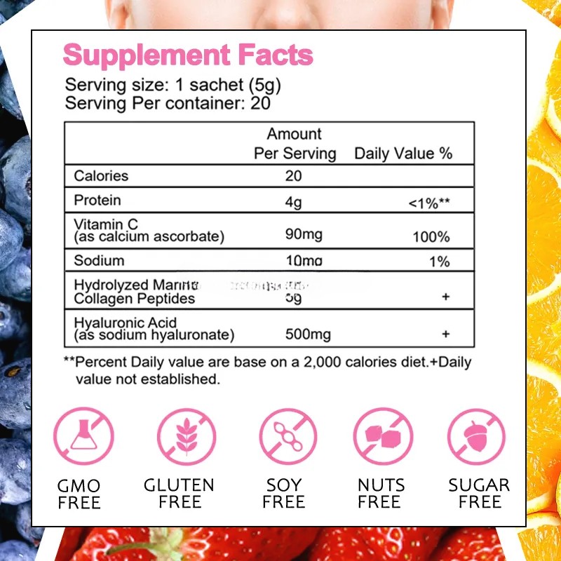 Hydrolyzed Collagen Peptides Manufacturer - OEM 5000MG per Serving Beauty Whitening Elasticity