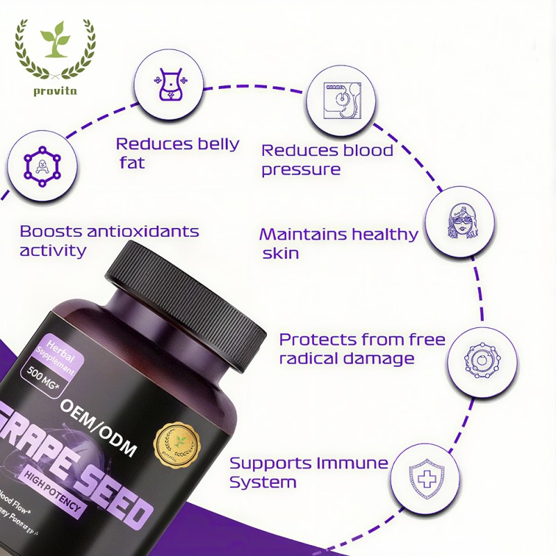 Grape Seed Capsules Supplier - Bulk Pure Natural Plant Extract Grape Seed Antioxidant Immunity