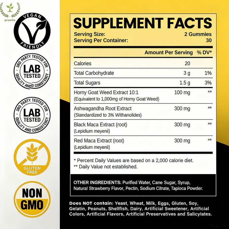 Maca Gummies Factory - Bulk Black Maca Root Extract Horny Goat Weed Ashwagandha Immune