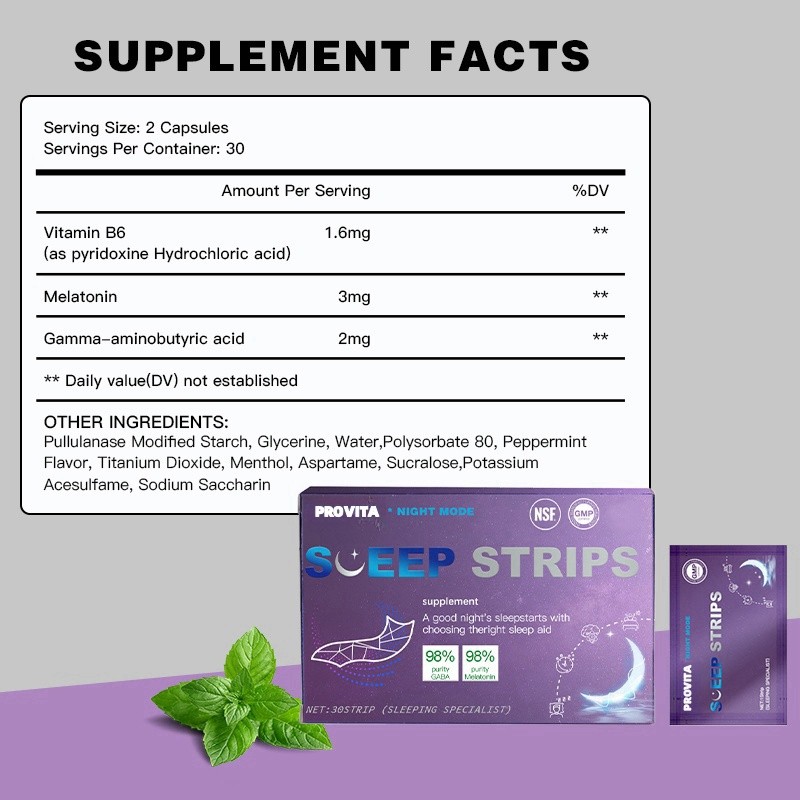 Health Sleep Strips Factory - OEM Wholesale Stress Relief Calm Supplement Vitamin Mint Film