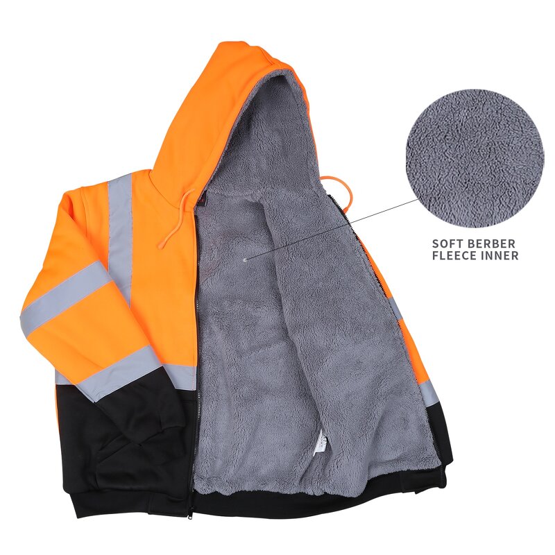 Hi Vis Jacket Factory - Class 3 Orange Fleece Work Jacket
