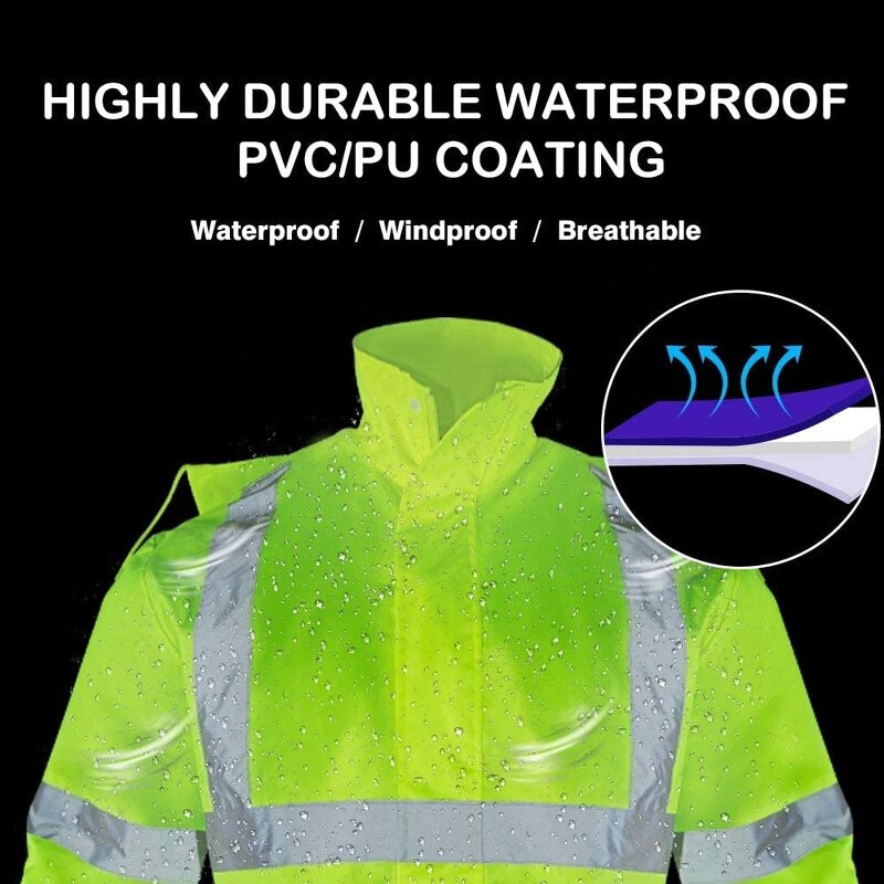 Work Suits Manufacturer - 300D Oxford Rain Safety Jacket