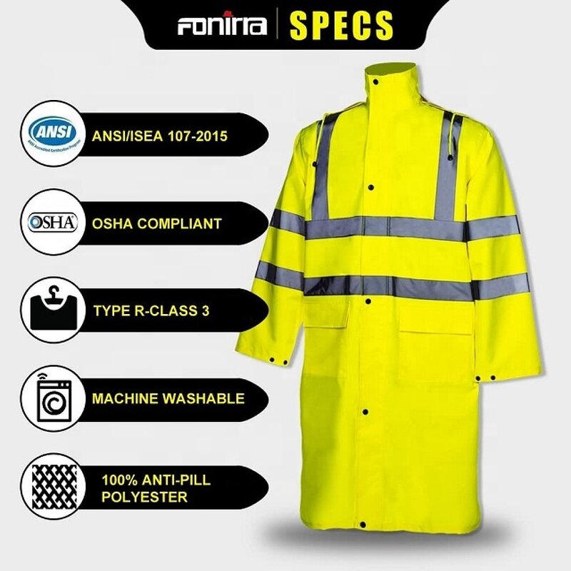 Rain Gear Manufacturer - Class 3 Safety Long Waterproof