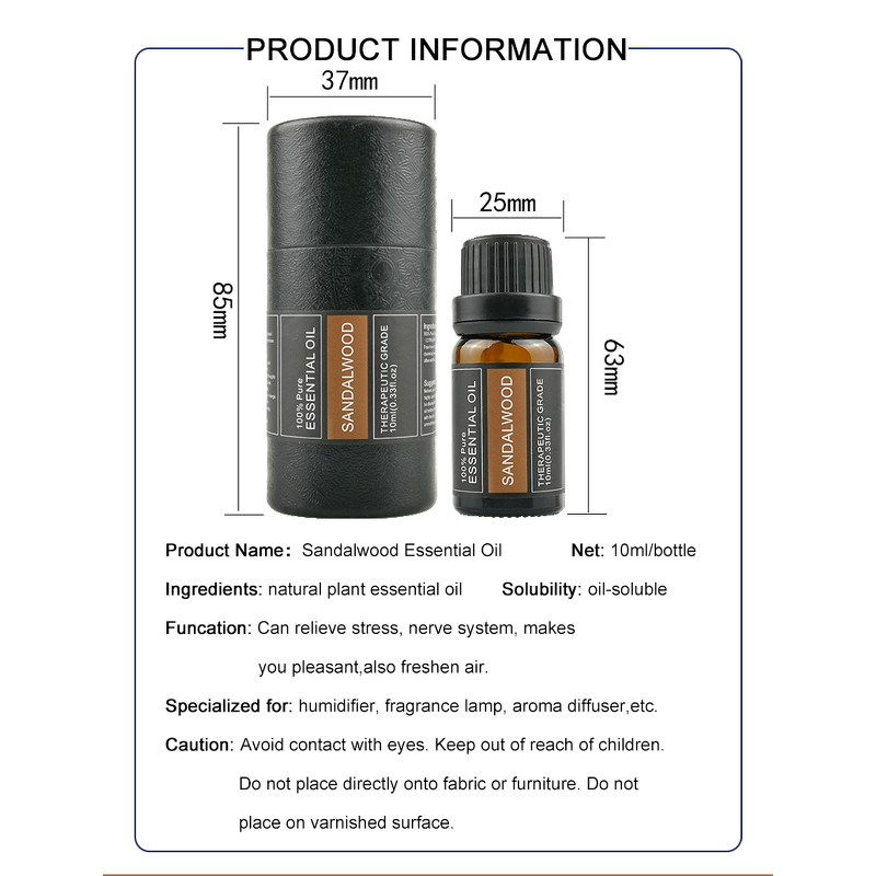 Sandalwood Essential Oil Manufacturer - 10ml Organic Pure Oil for Perfume & Skin
