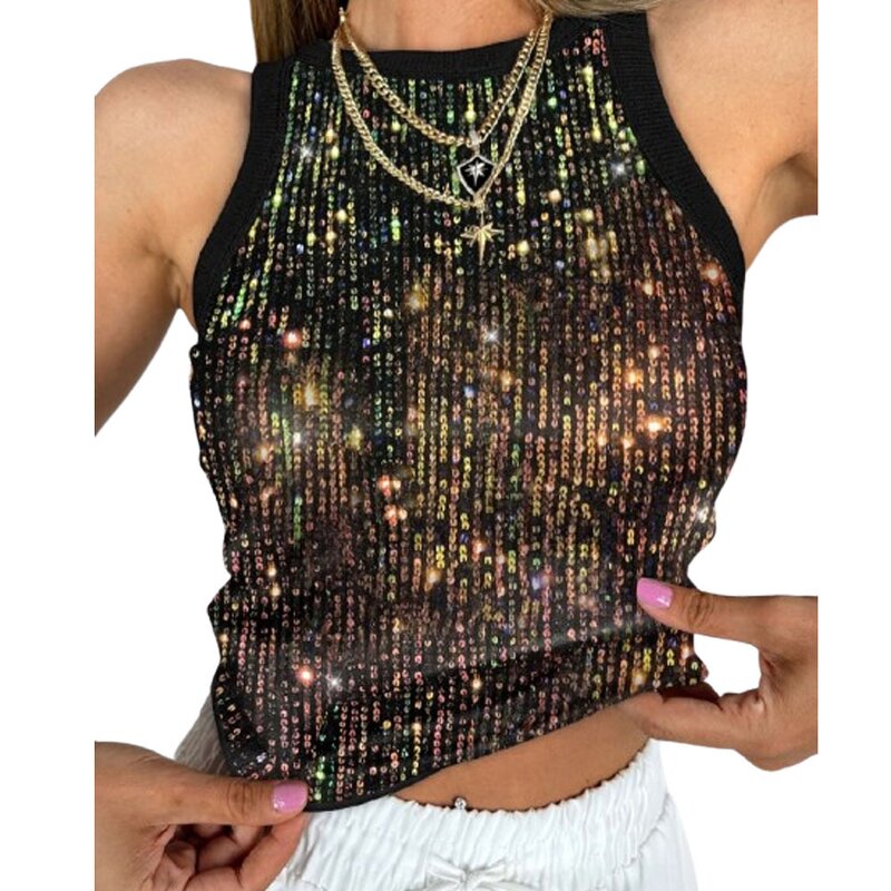 Sequins Undershirt Factory - OEM Round Neck Outerwear Tops