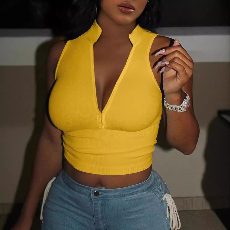 Women's Vest Factory - OEM V-Neck Tight Sexy Zipper