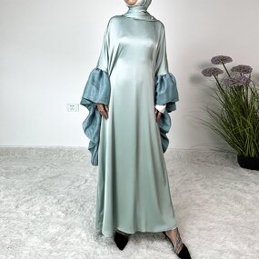 Satin Abaya Manufacturer - OEM Women Modest Butterfly Sleeve