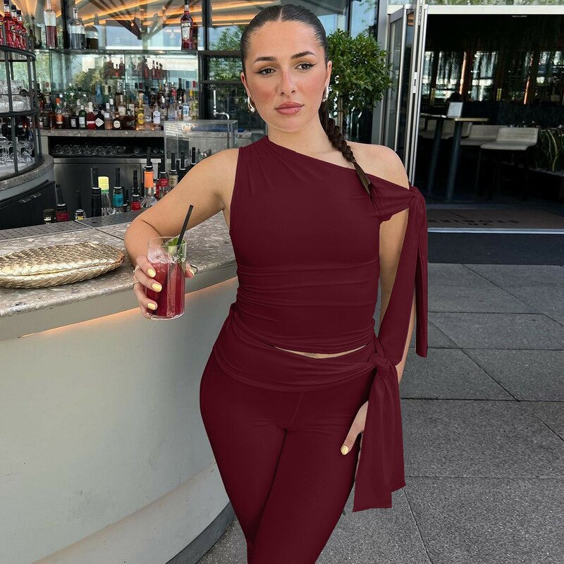 Women's Two-Piece Set Factory - OEM Asymmetric Top Lace Shorts