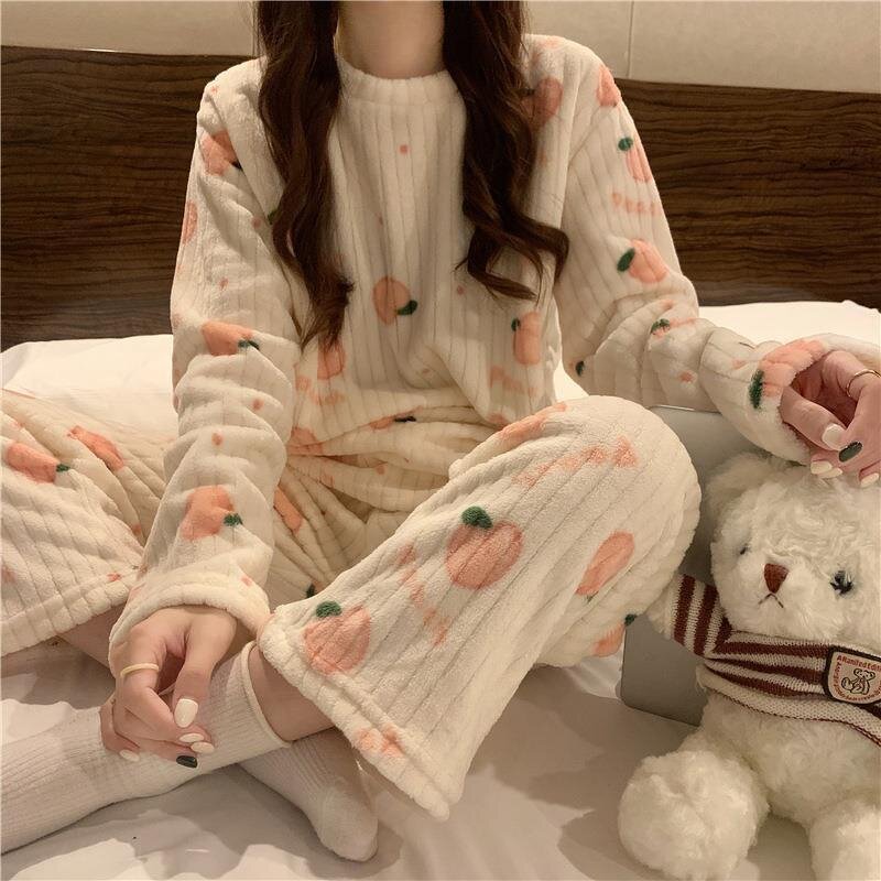 Peach Blossom Pajamas Set Factory - OEM Japanese Sweet Warm Out