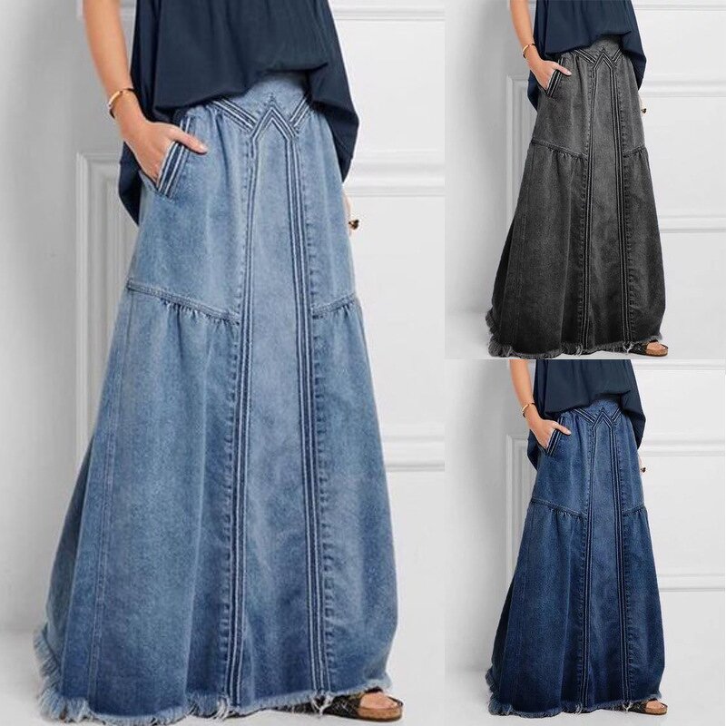 Denim Bustier Skirt Factory - OEM Elastic High Waist Winter