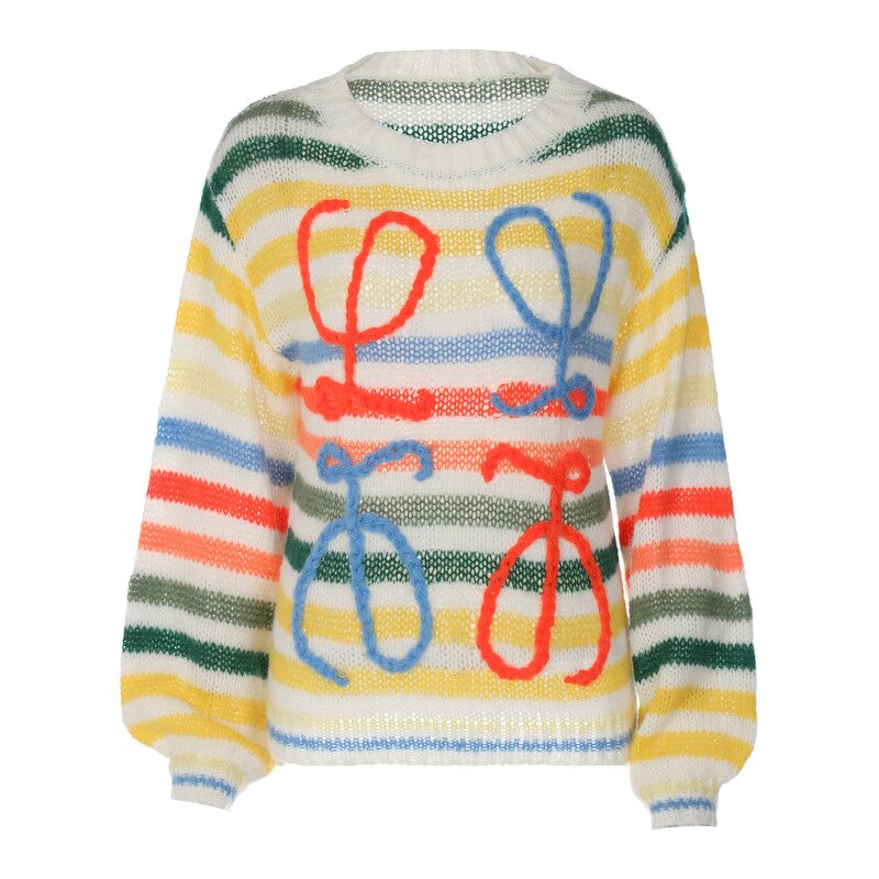 Pullover Sweater Manufacturer - OEM Winter Loose Stripe Back