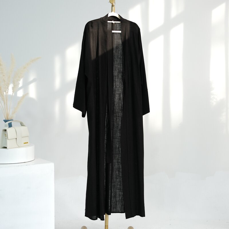 Cotton Linen Abaya Set Factory - OEM 2pcs Breathable Cardigan