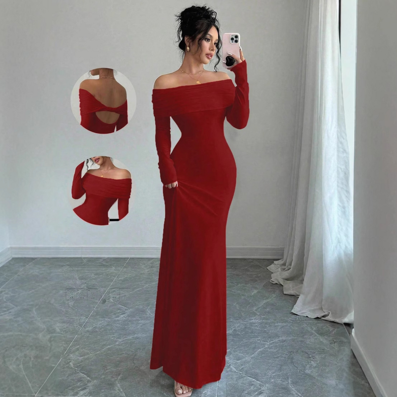 Off-Shoulder Bodycon Dress Manufacturer - OEM Long Floor Length