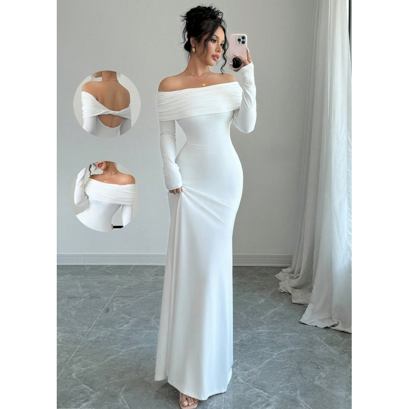 Off-Shoulder Bodycon Dress Manufacturer - OEM Long Floor Length