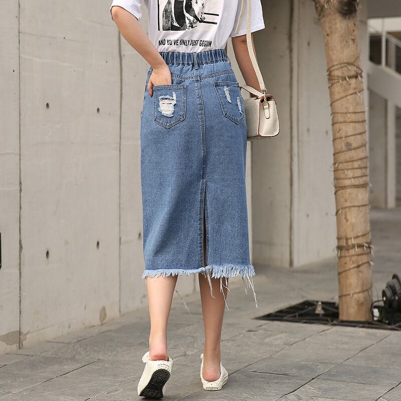 Distressed Denim Skirt Factory - OEM Vintage Niche Strap Design