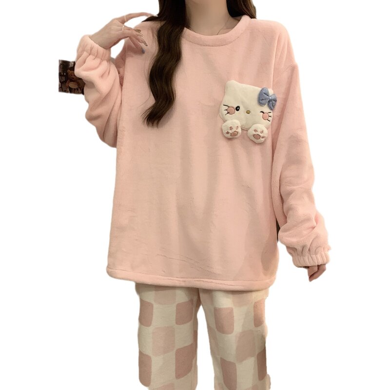 Plush Pajamas Set Manufacturer - OEM 2024 Winter Thickened Cat