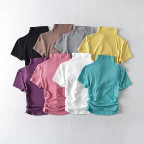 Pleated T-shirt Factory - OEM Figure Looking Stretch Half Collar