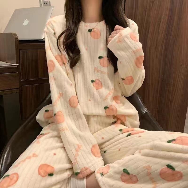 Peach Blossom Pajamas Set Factory - OEM Japanese Sweet Warm Out
