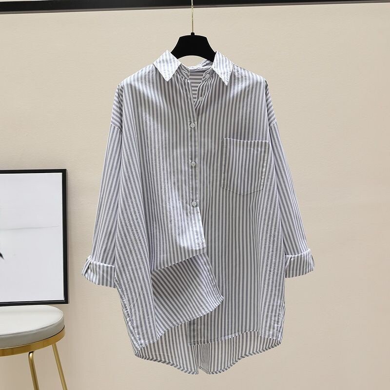 Long Sleeve Shirt Factory - OEM Cotton Striped Korean Cardigan