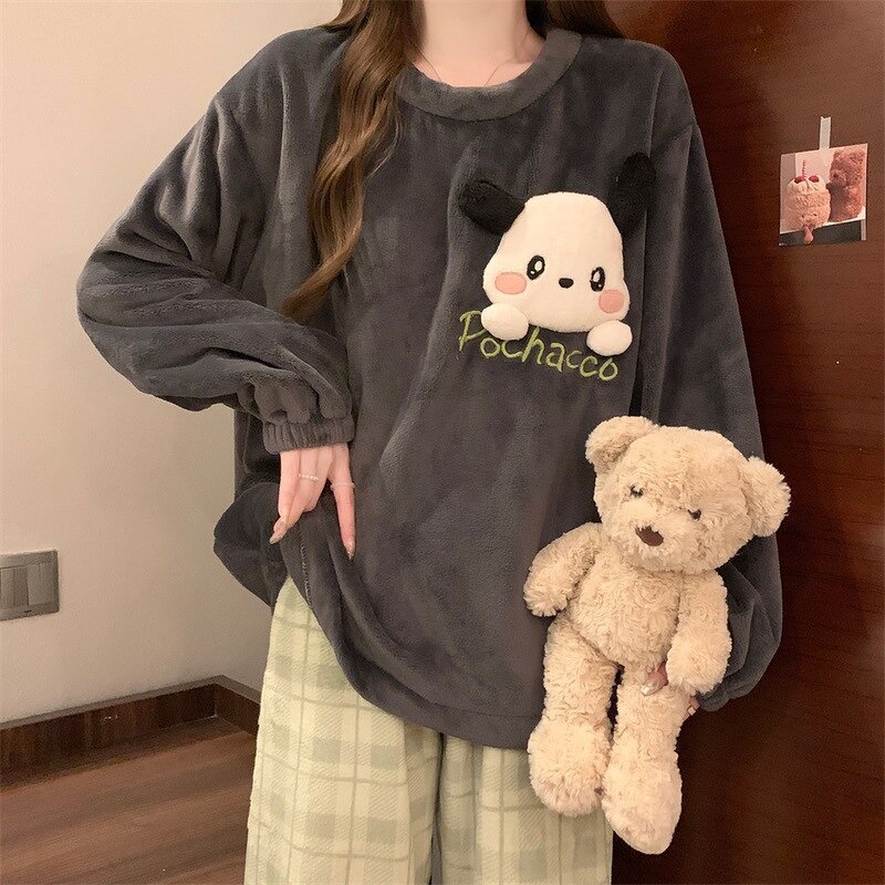 Cute Flannel Pajamas Set Factory - OEM Autumn Winter Thick Style