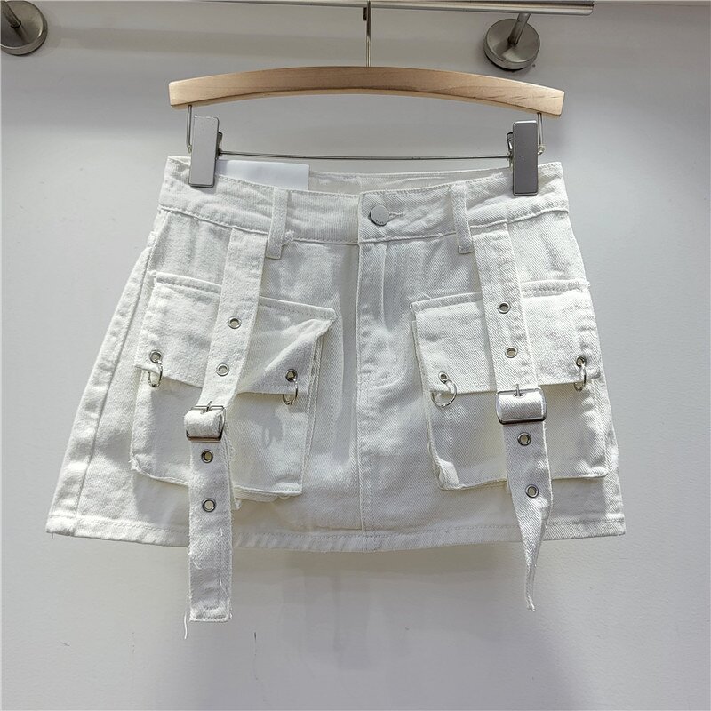 Denim Short Dress Factory - OEM Retro Pink Pocket Strap