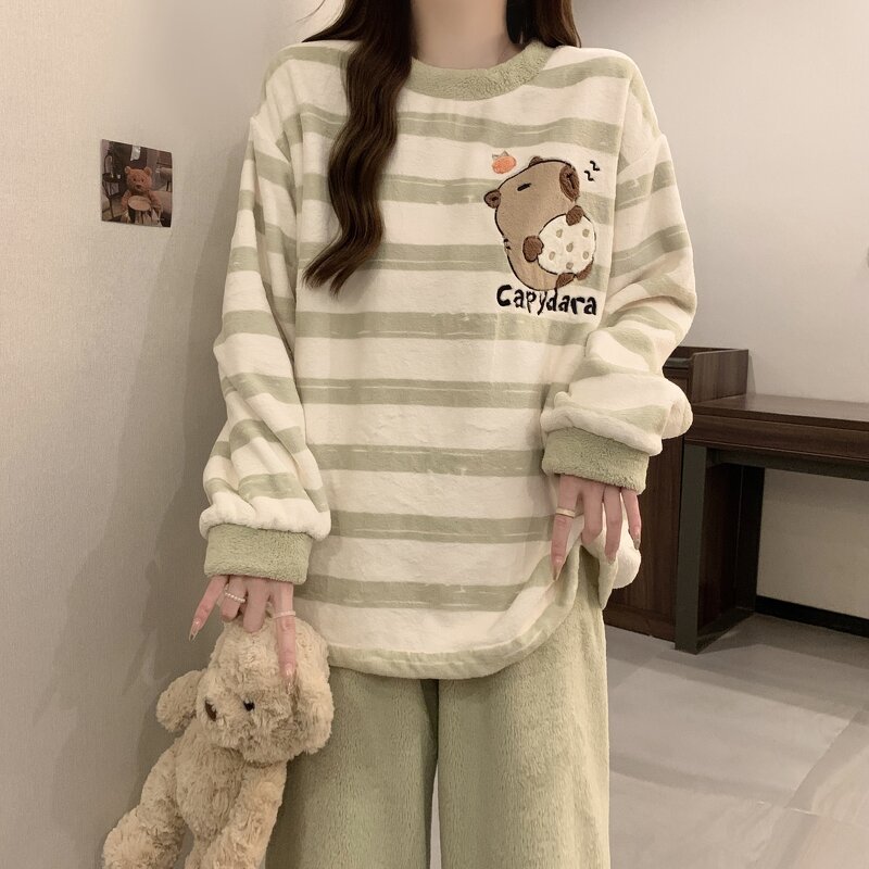 Cute Flannel Pajamas Set Factory - OEM Autumn Winter Thick Style