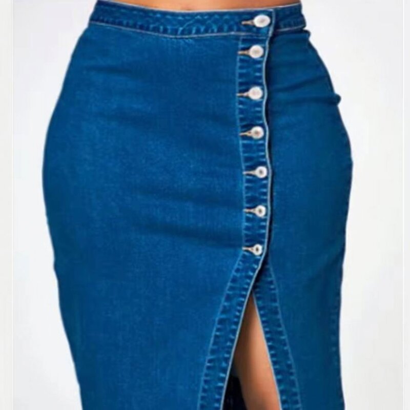 Denim Long Skirt Factory - OEM Fashionable Solid Color Boutique