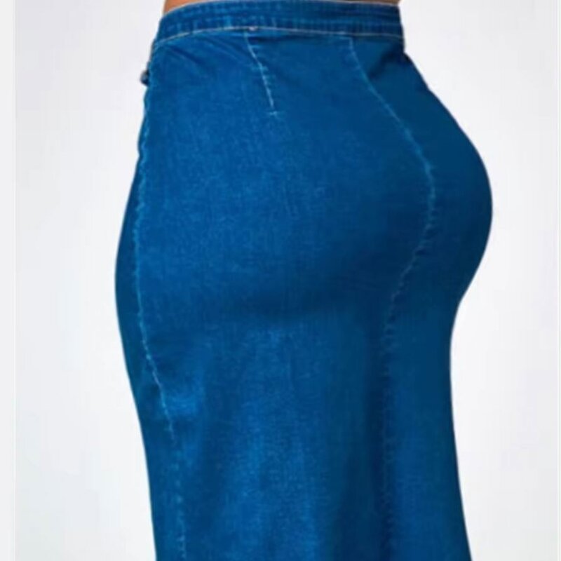 Denim Long Skirt Factory - OEM Fashionable Solid Color Boutique