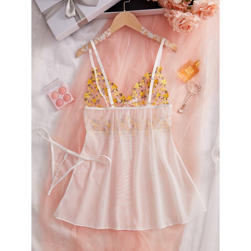 Sexy Pajamas Set Factory - OEM Transparent Lace Nightdress