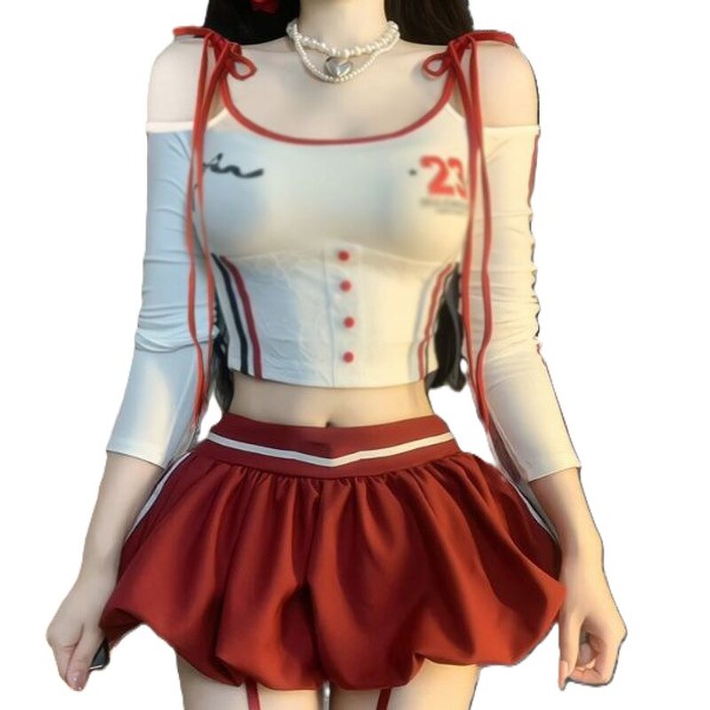 Off-Shoulder Top Manufacturer - OEM Contrasting Strap Autumn Slim