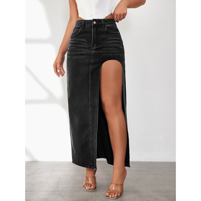 Denim Half Skirt Factory - OEM 2025 Spring High Waisted