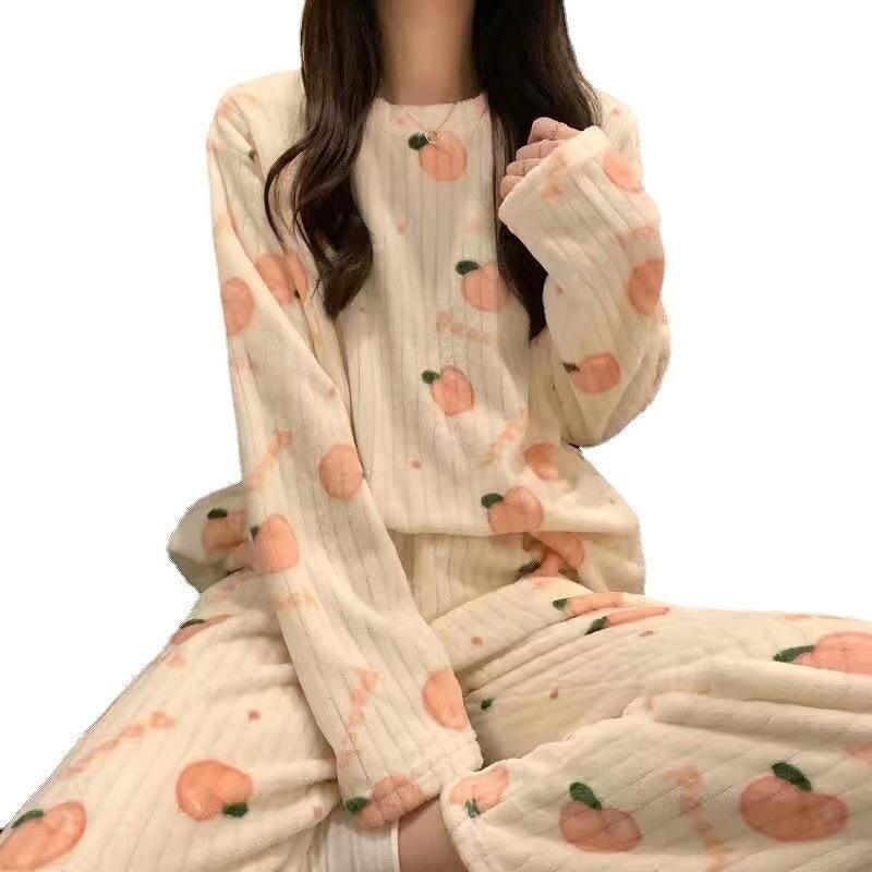 Peach Blossom Pajamas Set Factory - OEM Japanese Sweet Warm Out