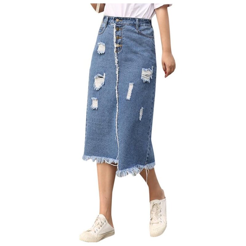Distressed Denim Skirt Factory - OEM Vintage Niche Strap Design