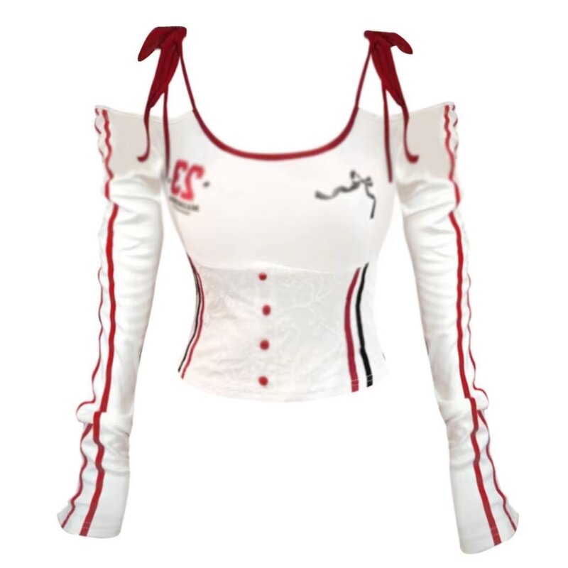 Off-Shoulder Top Manufacturer - OEM Contrasting Strap Autumn Slim