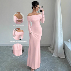 Off-Shoulder Bodycon Dress Manufacturer - OEM Long Floor Length