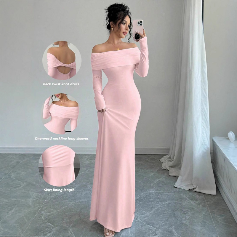 Off-Shoulder Bodycon Dress Manufacturer - OEM Long Floor Length