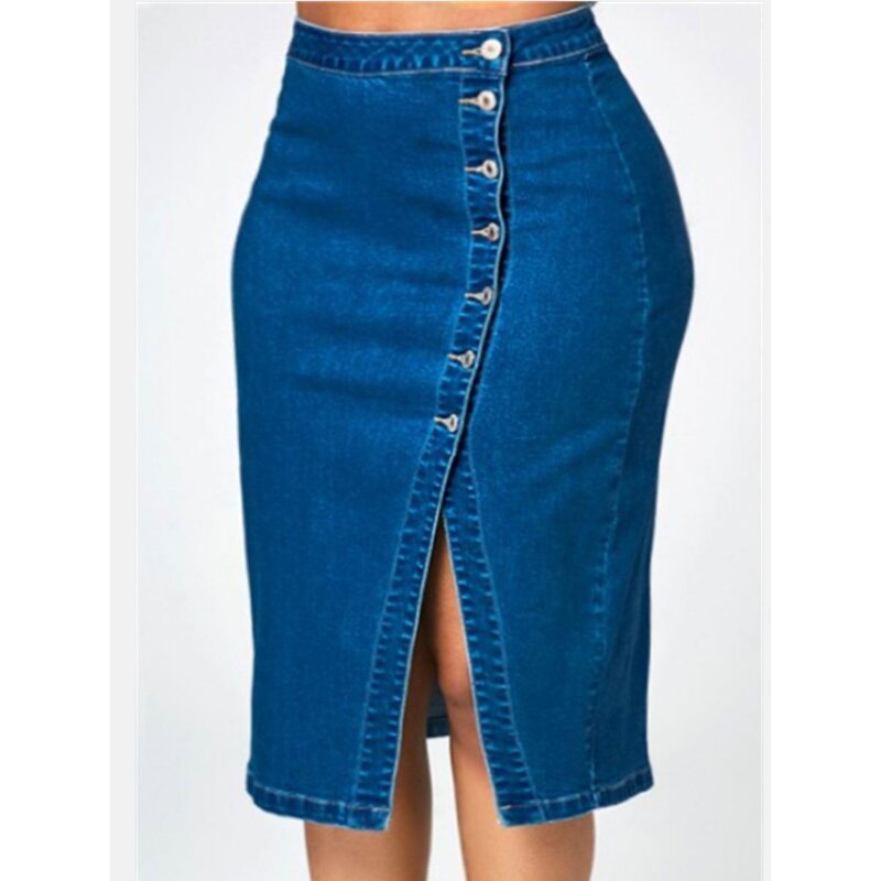 Denim Long Skirt Factory - OEM Fashionable Solid Color Boutique