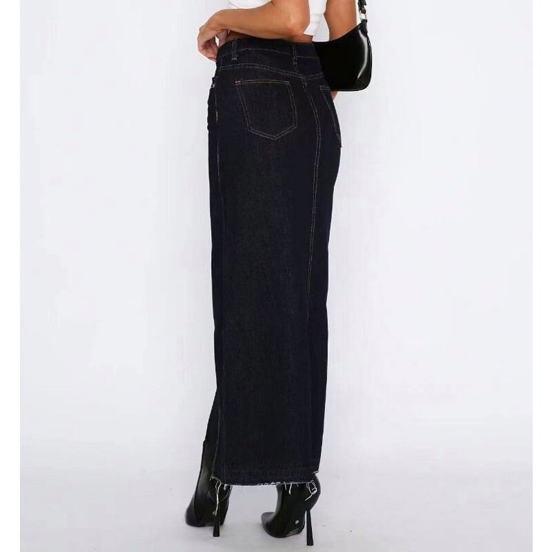 Long Denim Skirt Manufacturer - OEM Chic Solid Color Half Skirt