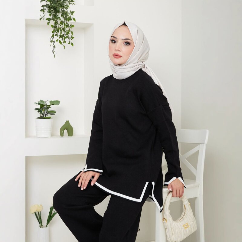 Muslim Sweater Pants Suit Manufacturer - OEM Knitted Wide Leg