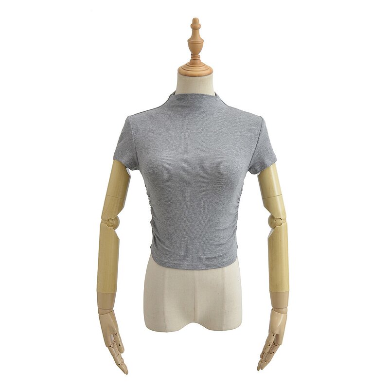 Pleated T-shirt Factory - OEM Figure Looking Stretch Half Collar
