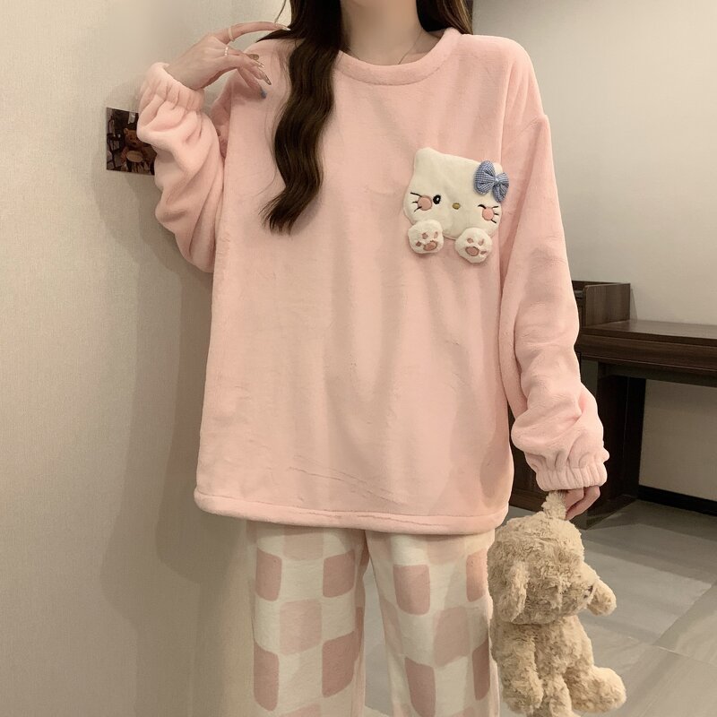 Cute Flannel Pajamas Set Factory - OEM Autumn Winter Thick Style