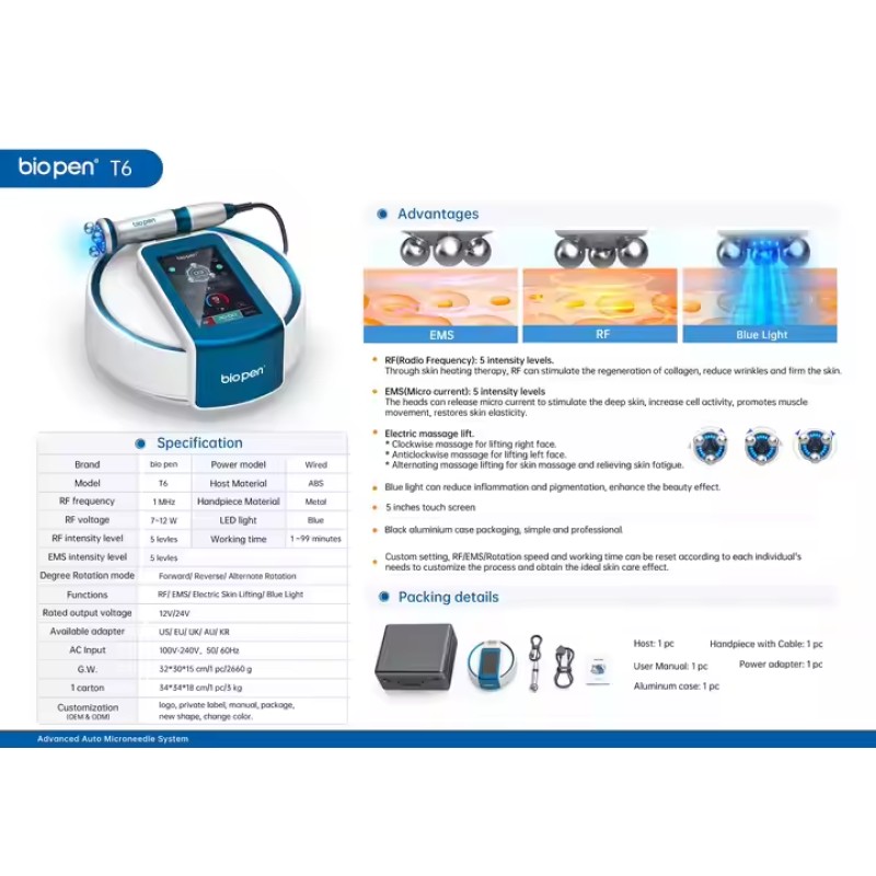 Bio Pen T6 Supplier - OEM New T6 EMS RF Microcurrent Non- Needles Therapy Skin Care
