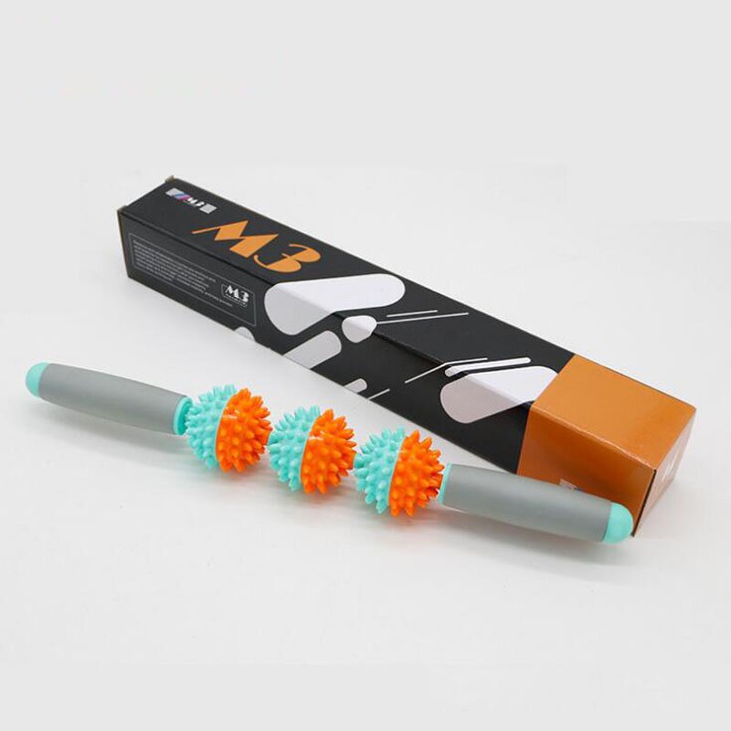Massage Stick Factory - OEM 3 Spiny Ball Yoga Muscle Roller with Handle