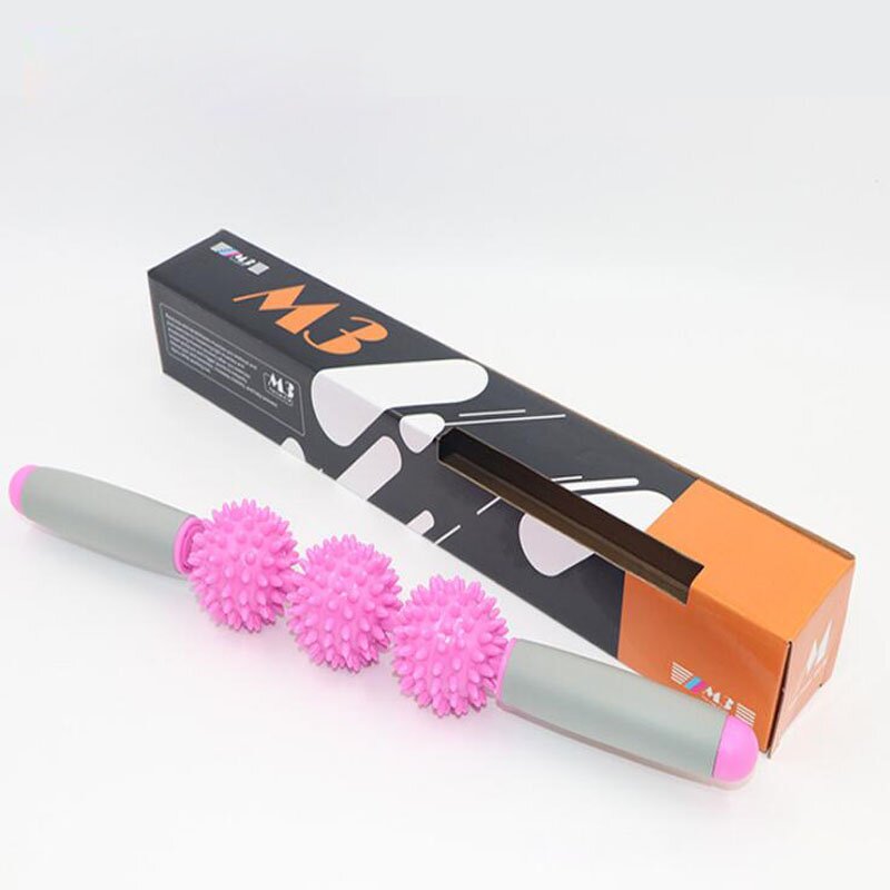 Massage Stick Factory - OEM 3 Spiny Ball Yoga Muscle Roller with Handle