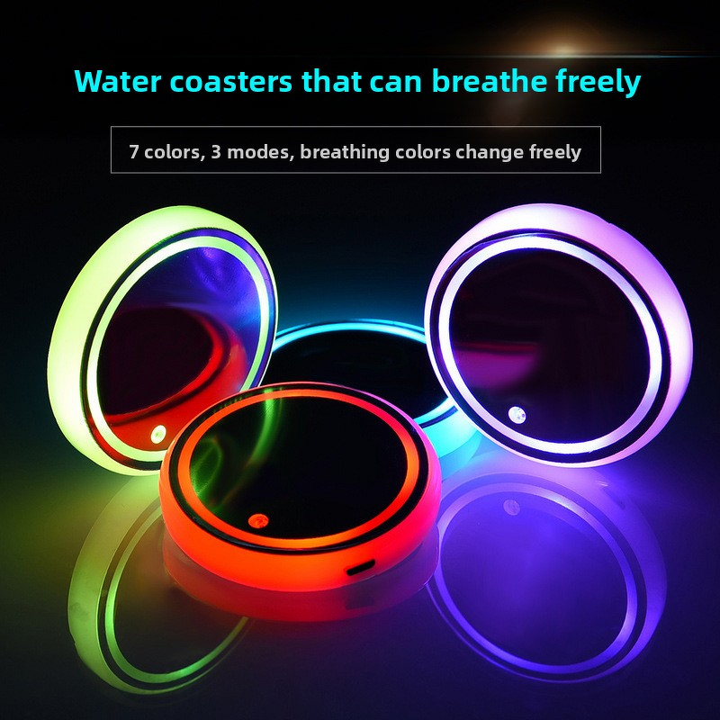 LED Coasters Factory - OEM Custom Colorful Car Cup Mat Holder RGB