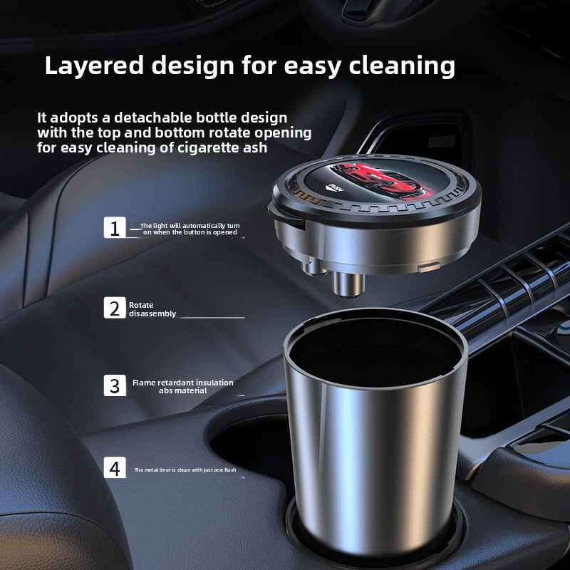 Car Ashtray Supplier - OEM Custom Logo LED Light Portable Ashtray